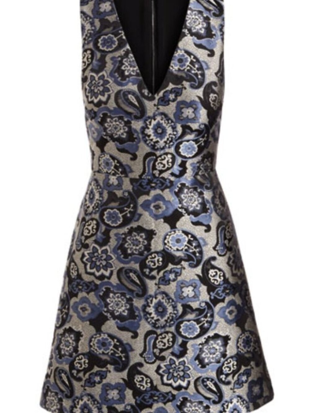 Alice + Olivia Metallic Brocade Paisley FLoral Mini Dress - Size 0